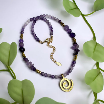Halskette Messing - Amethyst
