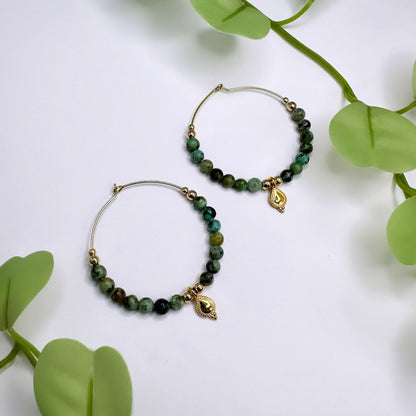 Ohrringe Creolen - Afrikanischer Türkis Gold