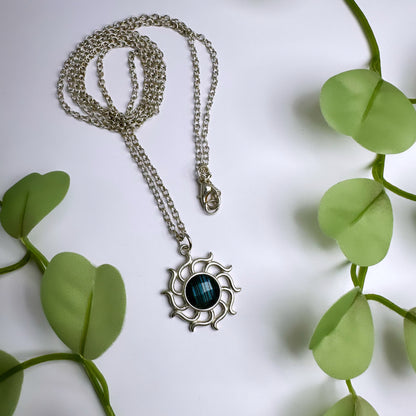 Halskette Labradorit Sonne - versilbert