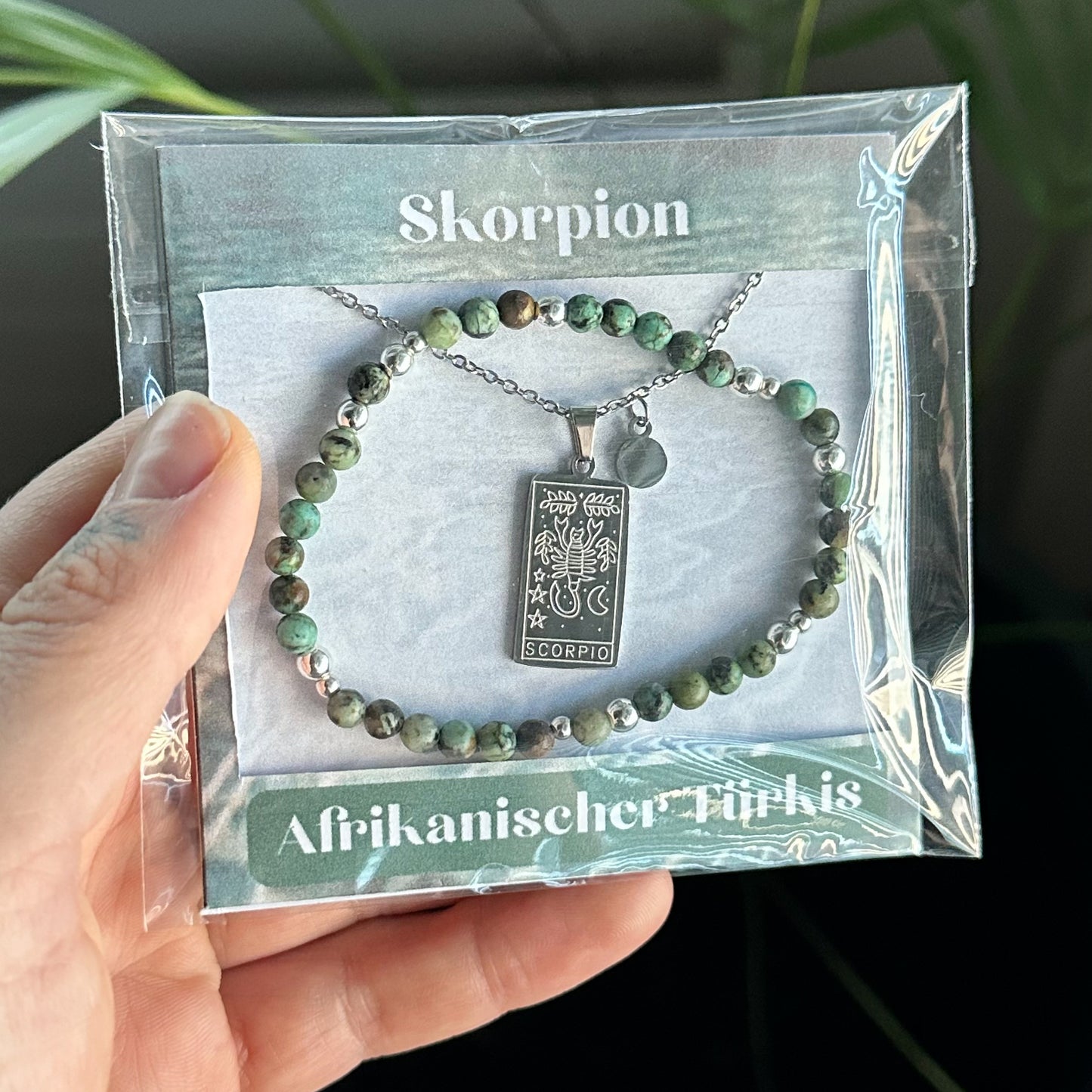 Sternzeichen Set - Skorpion - Afrikanischer Türkis Silber