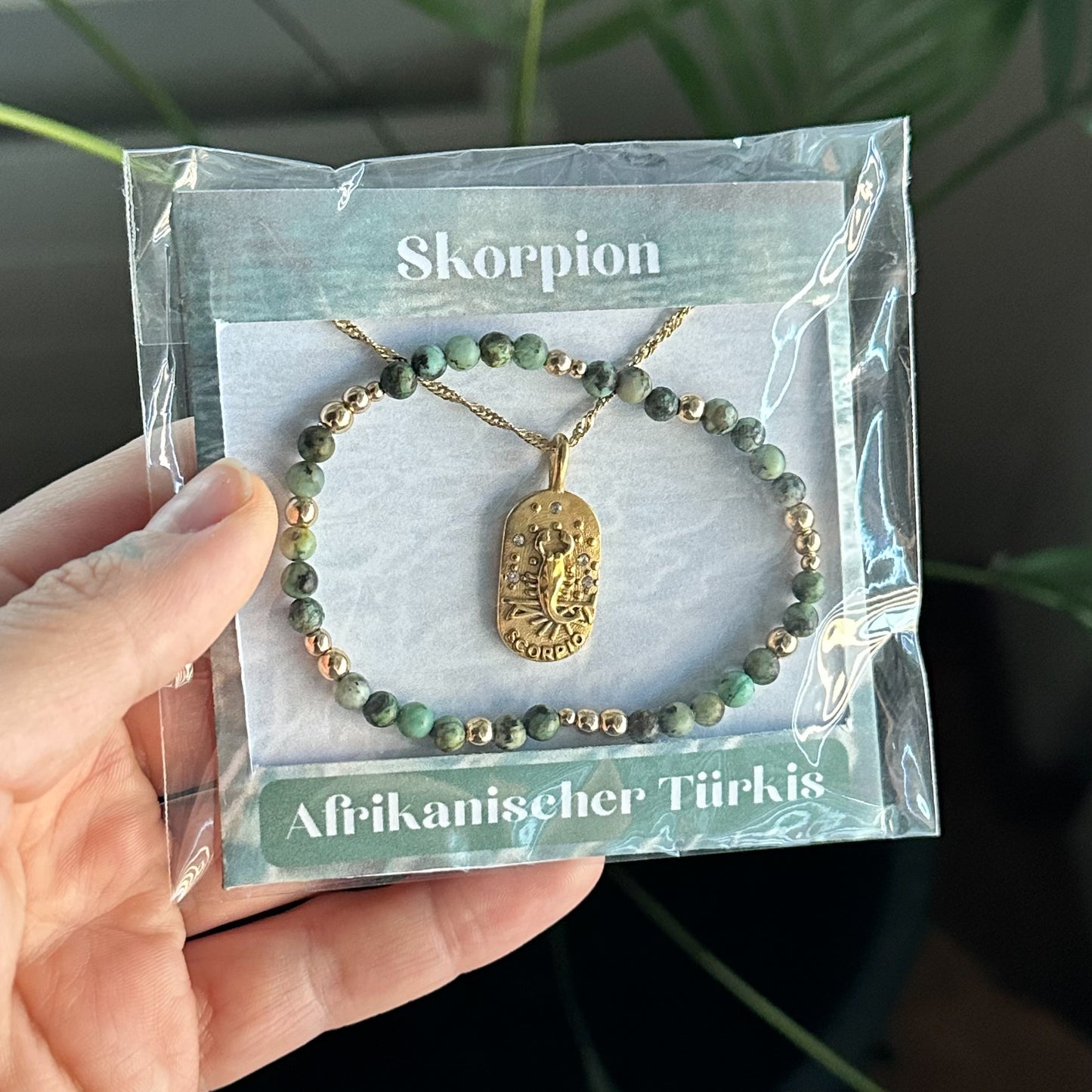 Sternzeichen Set - Skorpion - Afrikanischer Türkis Gold