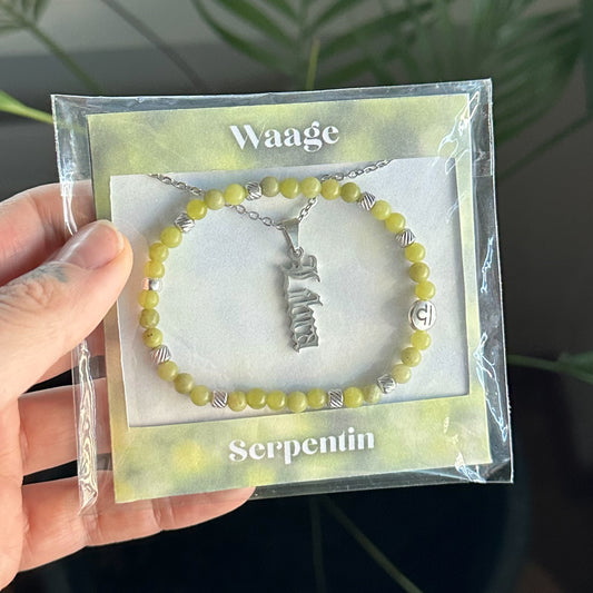 Sternzeichen Set - Waage - Serpentin Silber