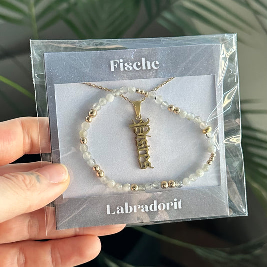 Sternzeichen Set - Fische - Labradorit Gold