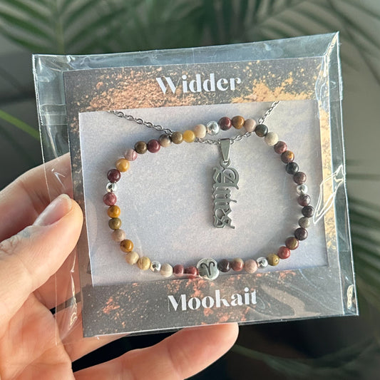 Sternzeichen Set - Widder - Mookait Silber A