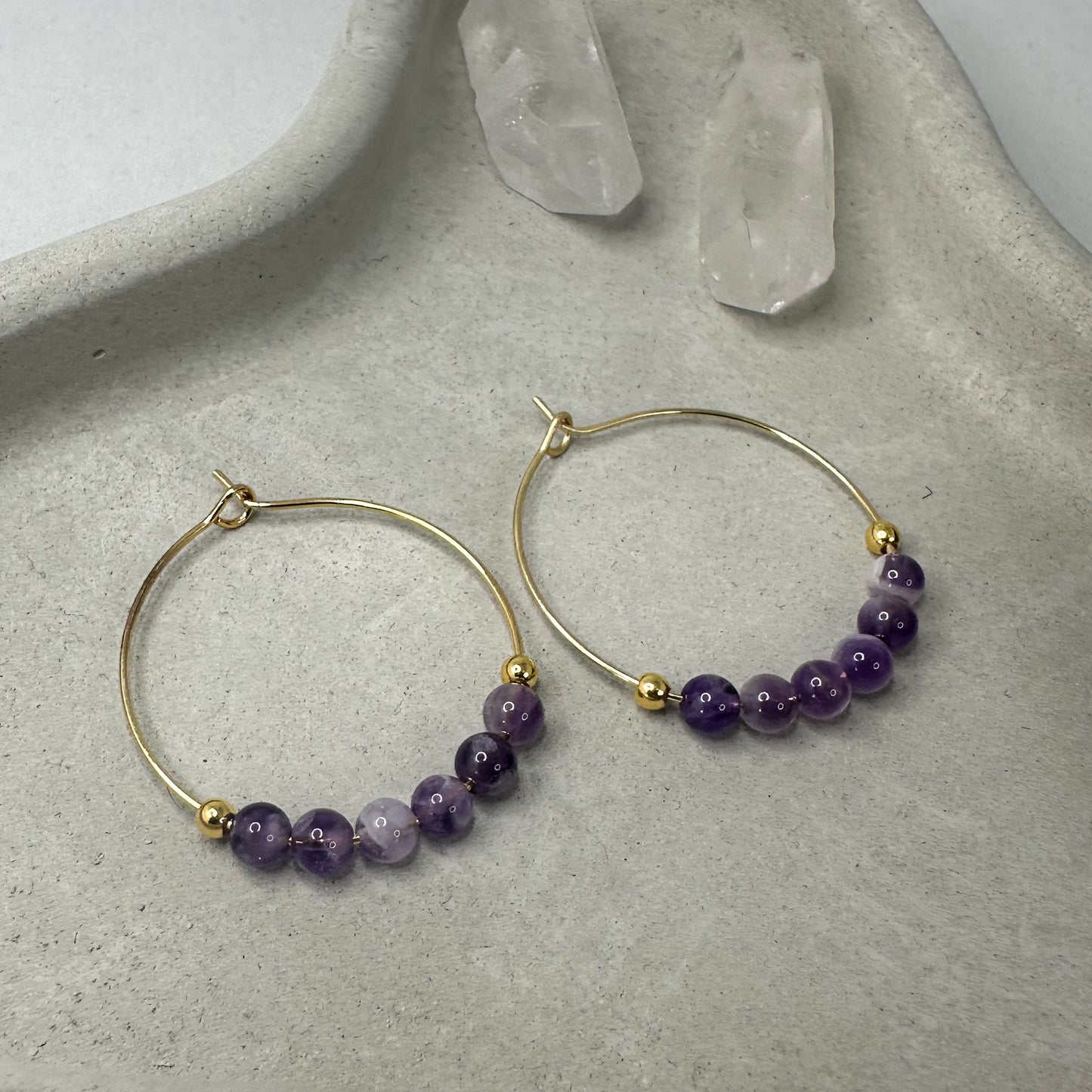 Ohrringe Creolen Amethyst Gold