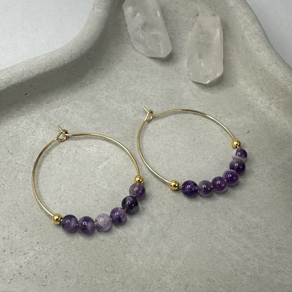 Ohrringe Creolen Amethyst Gold